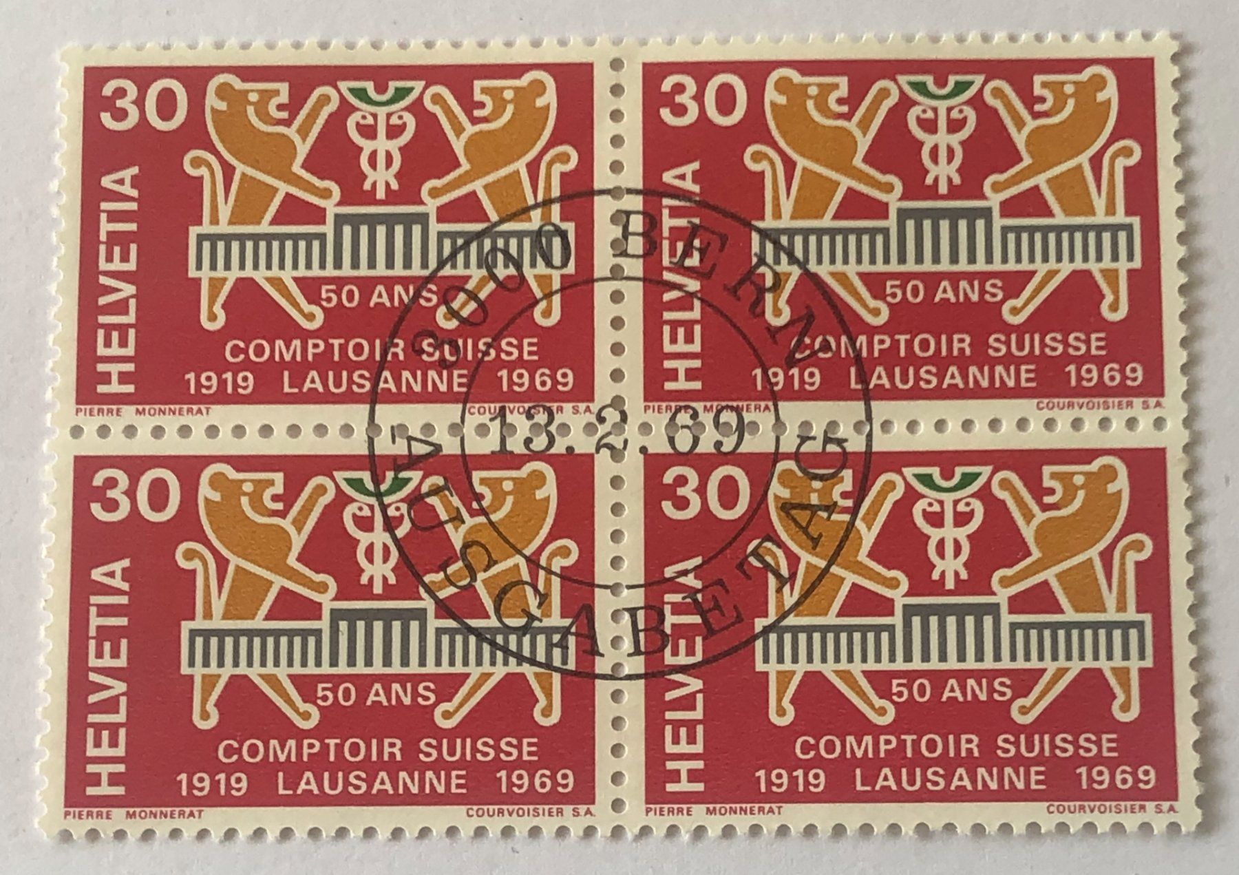 Tutti i francobolli: 4 er Block Nr.463 mit Vollstempel  Bern – Usato da Aarau venduto da Billa007