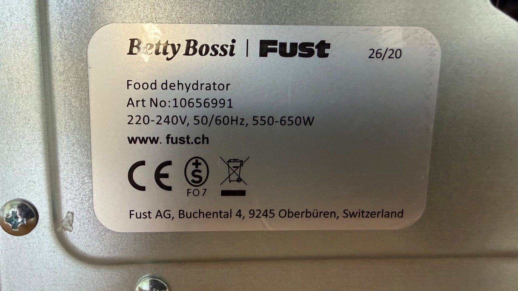 Betty Bossi Elettrodomestici da cucina: Fust Bettibossi Dörrautomat – Usato da Sünikon venduto da Rpf 2
