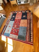 Teppich Patchwork Design Rot Blau Guter Zustand