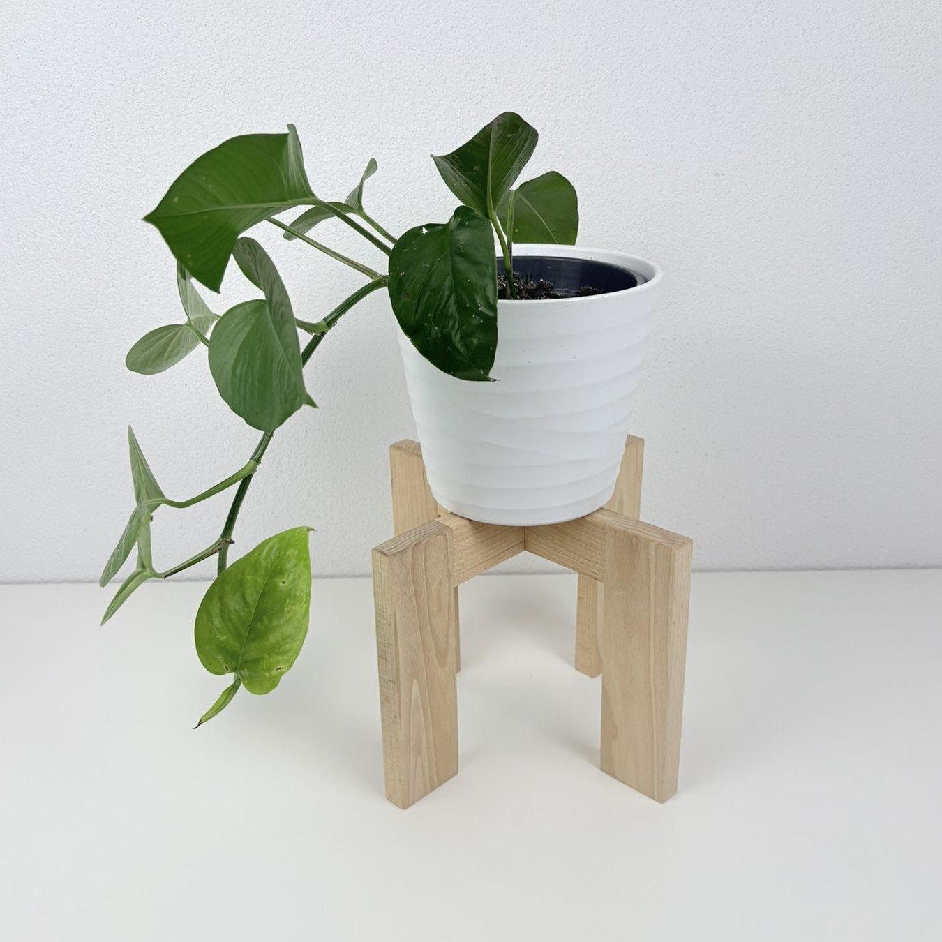 Sgabelli: Handgefertigtes Pflanzentischli Hocker aus Buche – Nuovo (secondo la descrizione) da Zwillikon venduto da EichenlaubWoodwork 2