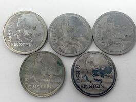 5 Albert Einstein Gedenk Münzen,1979