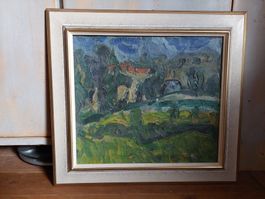 Heinz Schwarz . Öl auf Jute im zeitgenössischen Rahmen