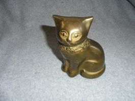 Katzenskulptur Messing antik Dekoration guter Zustand