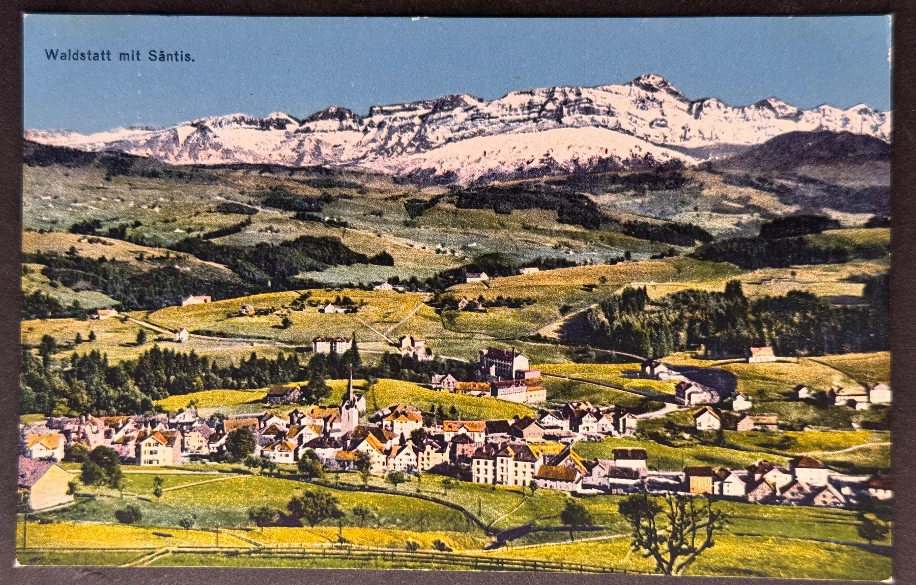 Cartoline postali: Alte Ansichtskarte Waldstatt mit Säntis Gebirge, nostalgisch – Usato da Andwil SG venduto da Ariisa1234