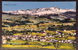 Alte Ansichtskarte Waldstatt mit Säntis Gebirge, nostalgisch