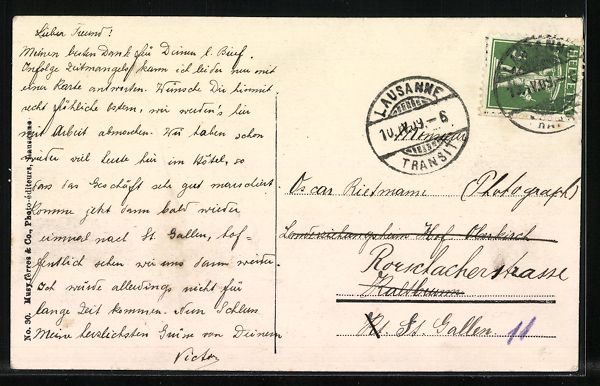 Cartoline postali: AK Ouchy, Beaurivage-Palace-Hotel, 1909 – Usato da Berlin venduto da bartko-reher 1