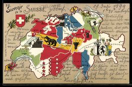 Litho Schweiz, Landkarte mit Kantonen