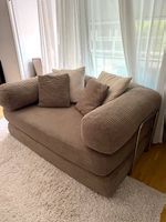 modulares Sofa / Schlafsofa in Taupe (Cordstoff)