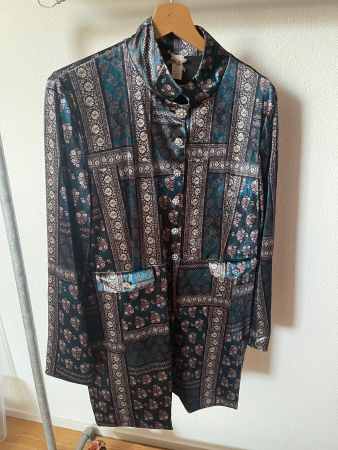Samtblazer Damen Gr. 40 Paisleymuster