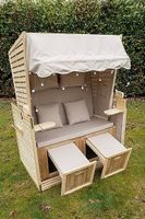gemütlicher Strandkorb beige 2er Sitz inkl. LED Beleuchtung