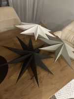 3 Deko Sterne Papier schwarz weiss grau