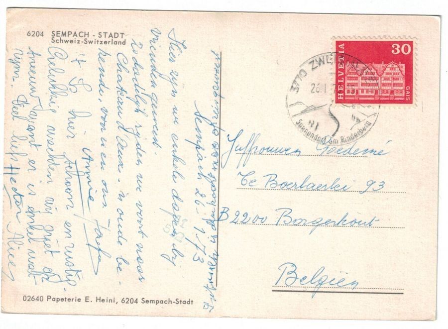 Ansichtskarten: Sempach-Stadt, gelaufen 1973 – Gebraucht aus Frauenfeld von POML 1