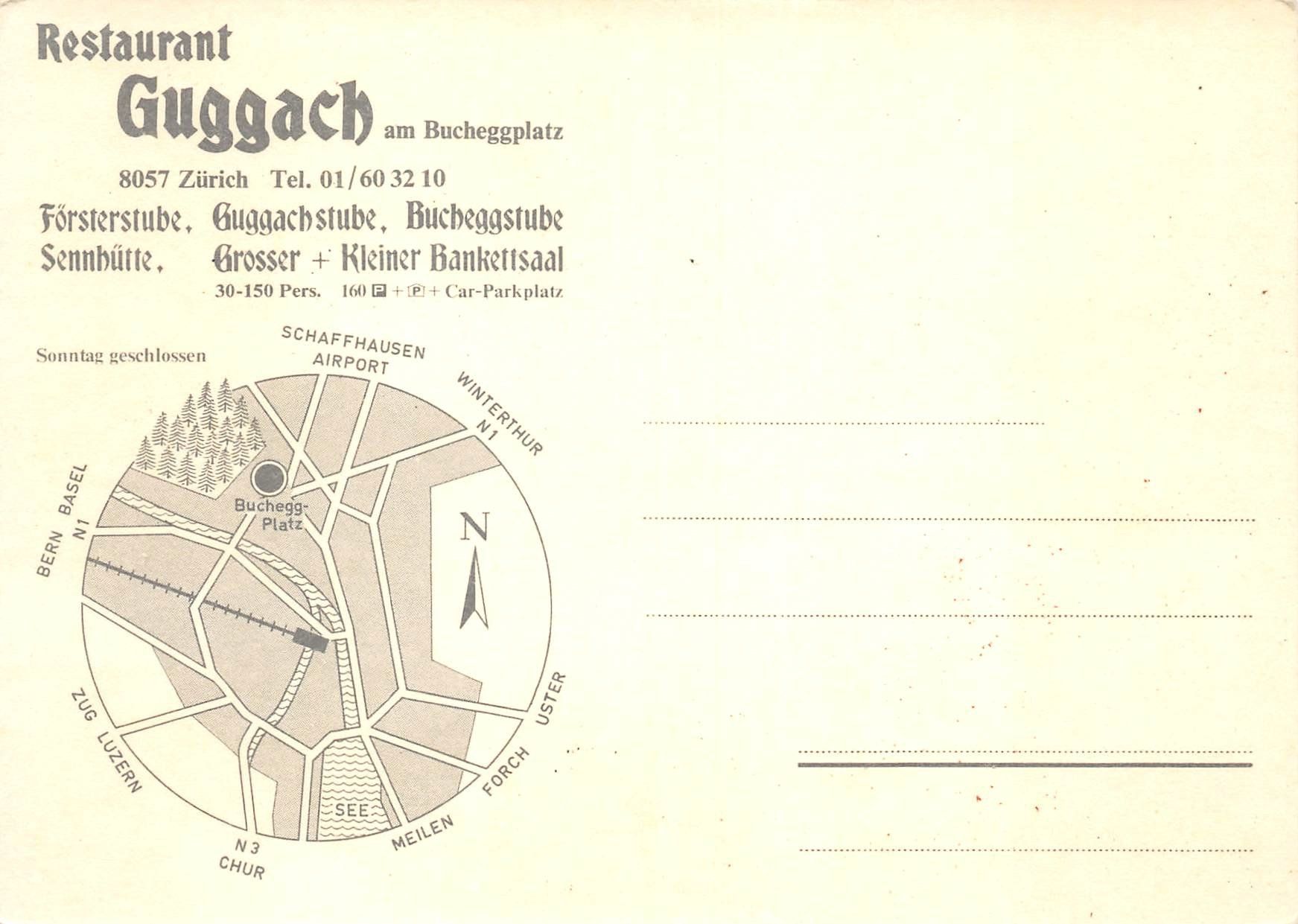 Cartoline postali: Zürich, Restaurant Guggach – Usato da Ottikon b.Kemptth. venduto da Neptun1974 1