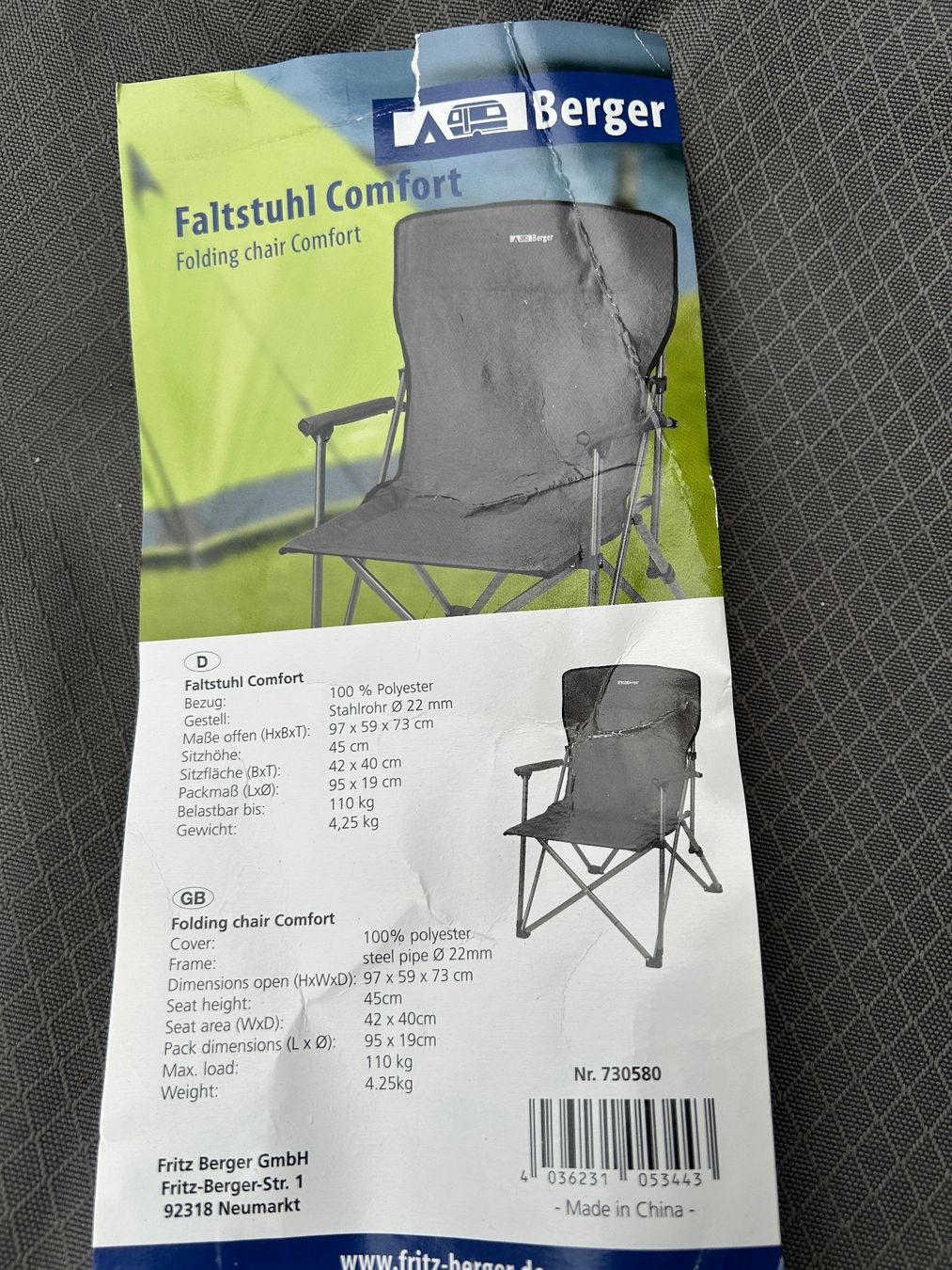 Sedie: 2er Set Campingstühle Berger Comfort – Usato da Frauenfeld venduto da Monti80 1