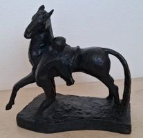 Skulptur Pferd mit Reiter Bronze dunkel (ca 21cm x 21cm)