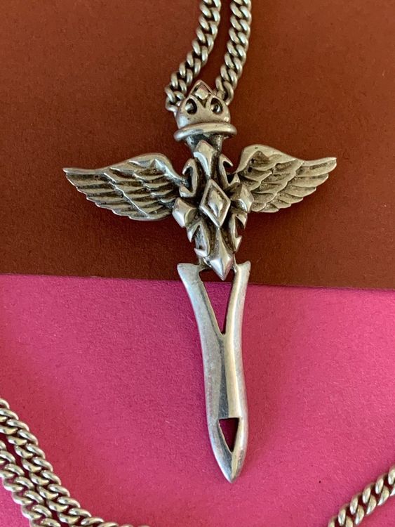 Saint Michael Erzengel Anhänger Mit Edelstahl-Kette – Flügel & Kreuz, Antik Silber, 61 Cm