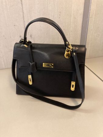 Leder Handtasche schwarz
