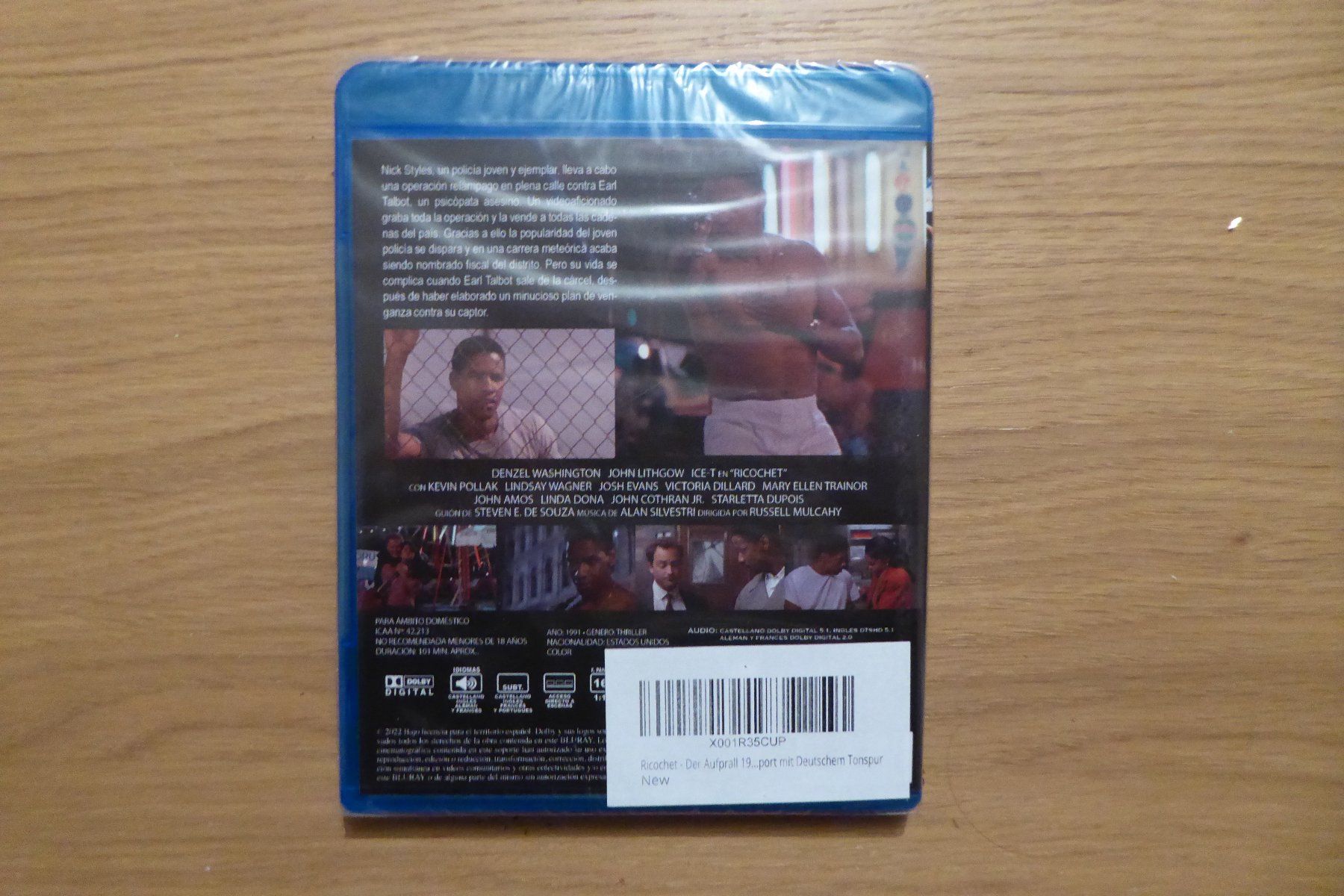 Tutti i DVDs: Bluray Ricochet Spanien Import mit deutscher Tonspur uncut – Nuovo e nell'imballaggio originale da Allschwil venduto da Summelsarium 1