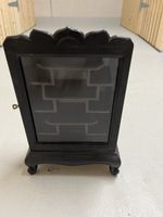 Asiatische Vitrine in schwarz Holz mit Glasfront