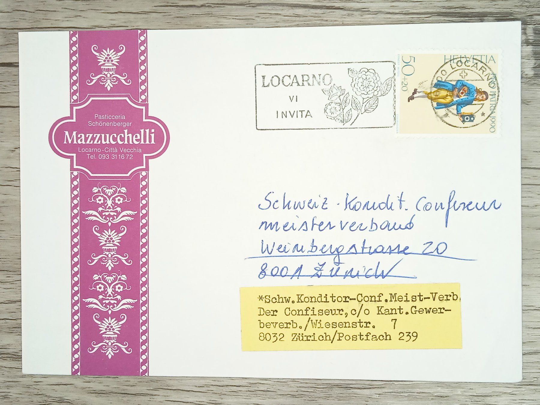 Alle Briefmarken: TR17 Enveloppe + Timbre Suisse 1990 – Gebraucht aus Cousset von Patrick_Collections