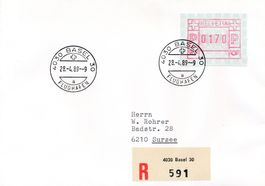 CH ATM 7III b R-Brief Einschreiben 170 Rp. portogerecht