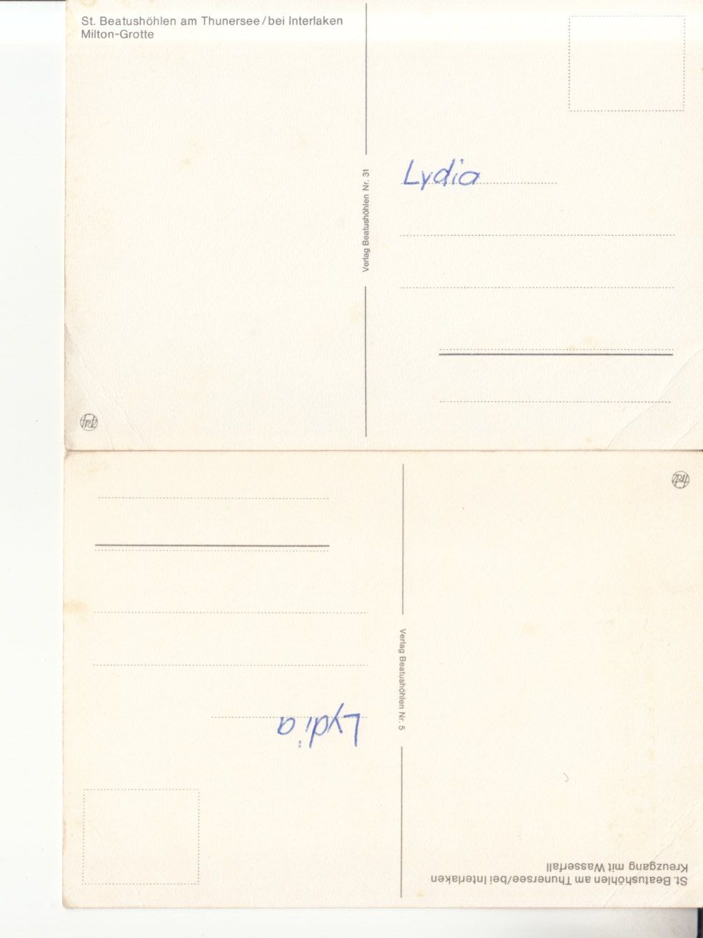 Cartoline postali: Beatushöhlen ca. 1960 – Usato da Bürglen TG venduto da StampGraf 1