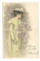 junge Dame - Hut - Mode - Blumen-Bouquet - 1902