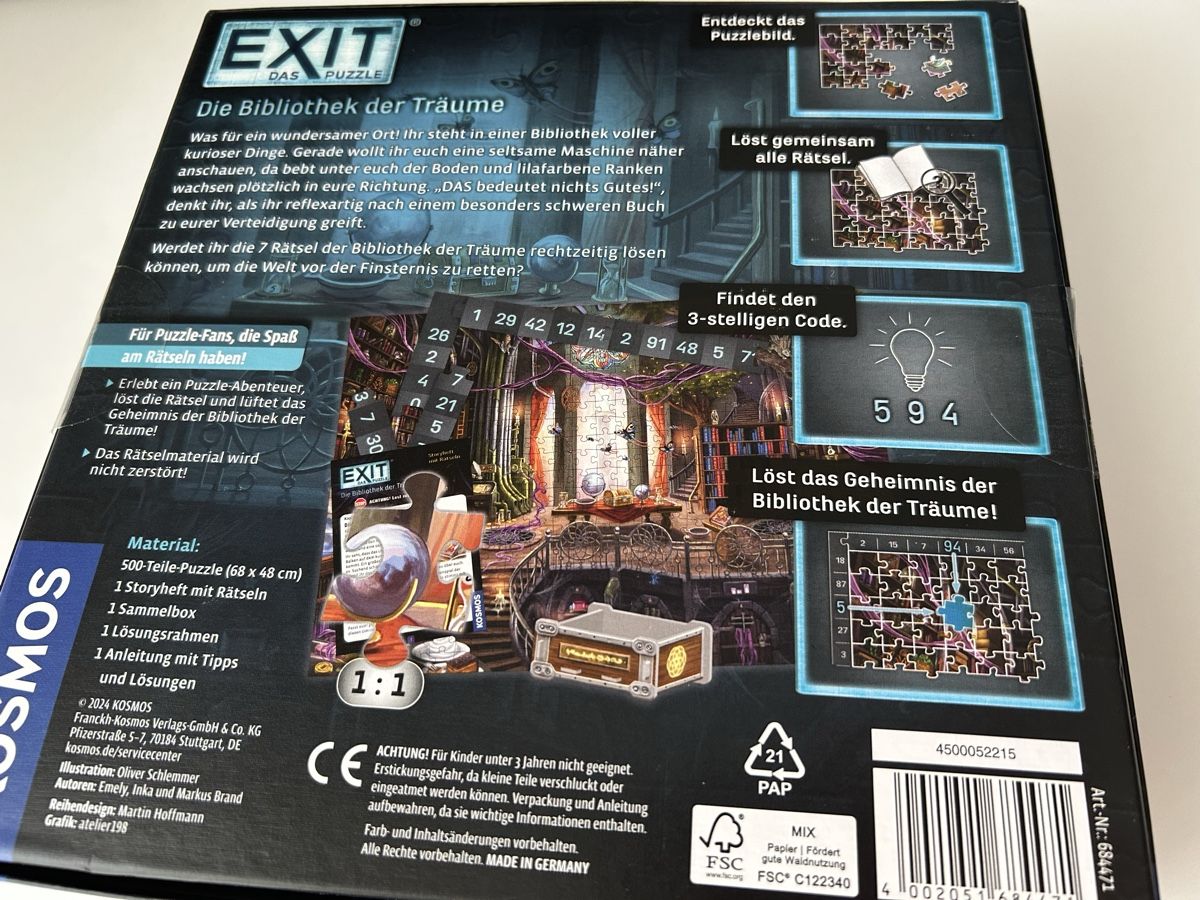 Kosmos Puzzle: EXIT Puzzle: Die Bibliothek der Träume, 500 Teile – Nuovo e nell'imballaggio originale da Uster venduto da mrssunshine24 3