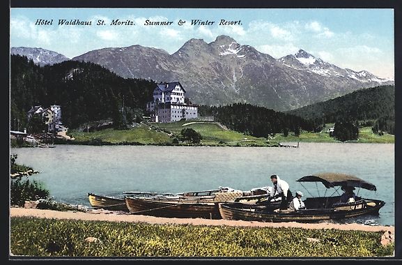 Ansichtskarten: St. Moritz, Panorama mit Hotel Waldhaus – Gebraucht aus Berlin von bartko-reher