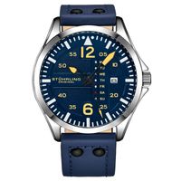 🇺🇸 Herrenuhr ®Stührling New York Blau Gelb 10 Bar NEU