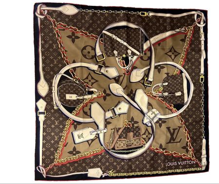 Louis Vuitton Silk Scarf Brown Monogram 90cm