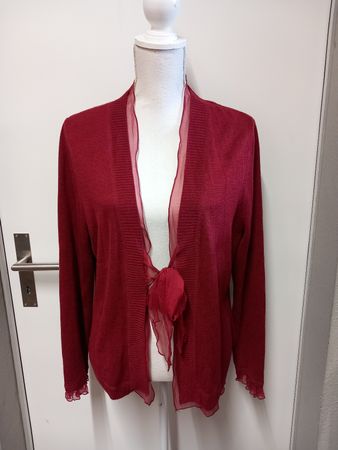 Leichte NILE Strickjacke Gr.XL, Wolle, Rüschen, dunkelrot
