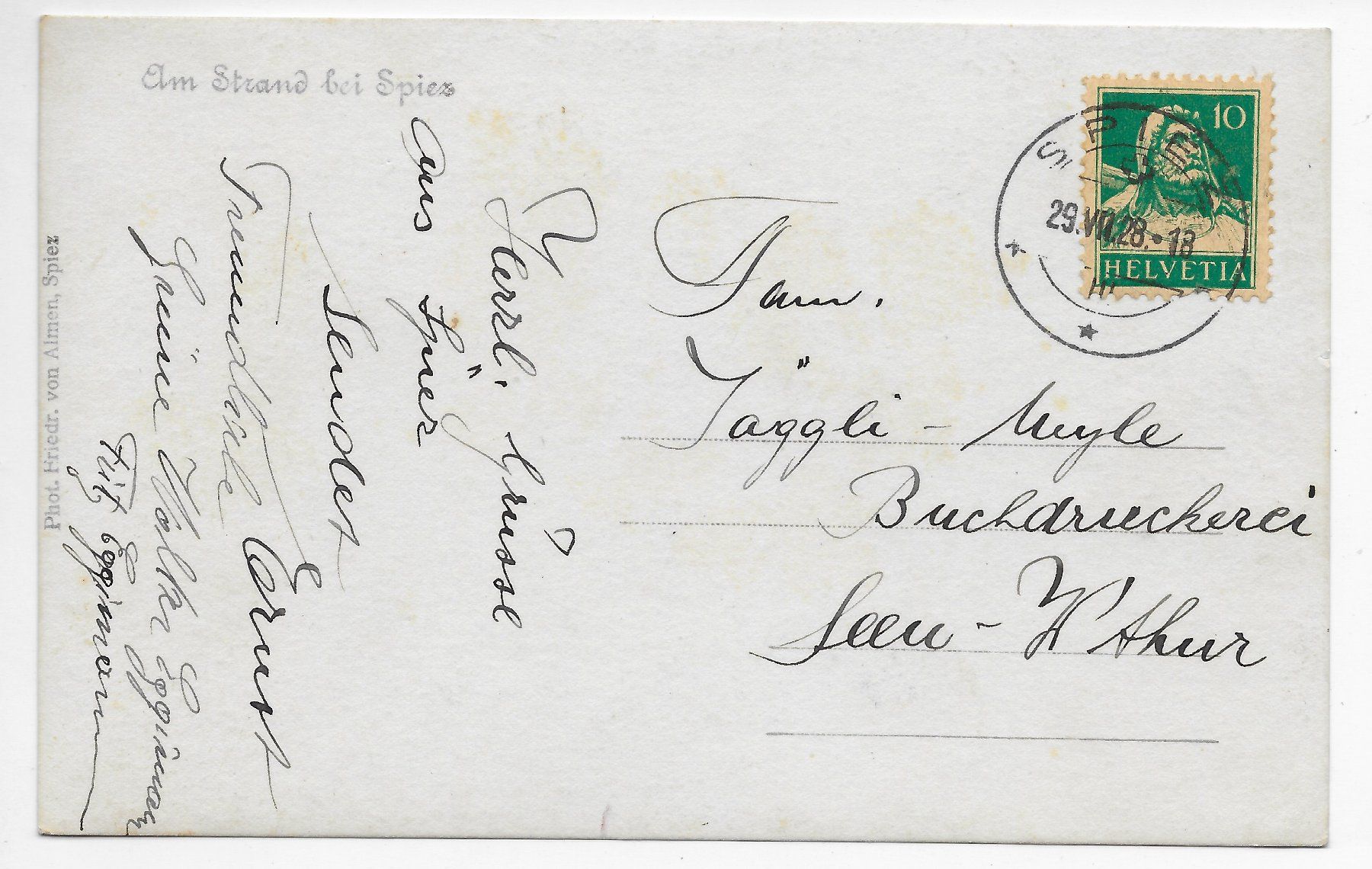 Cartoline postali: Am Strand bei Spiez – Usato da Hefenhofen venduto da Richsalz 1