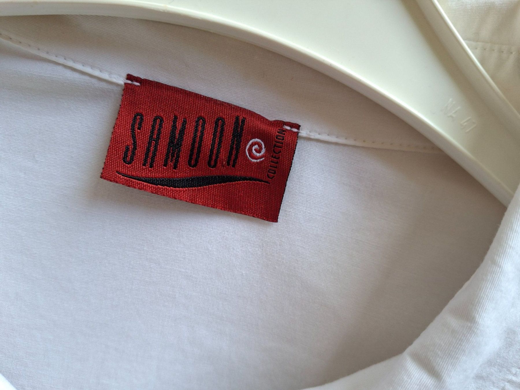 Camicette: SAMOON Bluse Gr. 48 Weiss mit Print – Usato da WALTERSWIL SO venduto da thb_ybm8 2