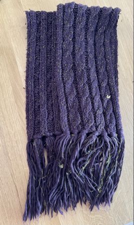 Warmer Winter Strickschal in braun mit Fransen,m