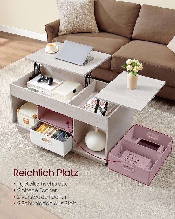 Höhenverstellbarer Couchtisch mit Stauraum LIVONA 5