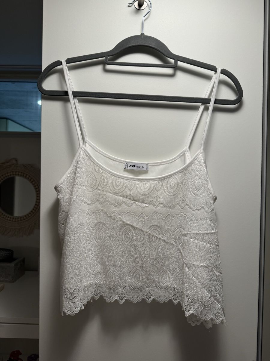 Top: FishBone Weisses Sommertop Gr. L mit Spitze – Nuovo (secondo la descrizione) da Baden venduto da CompraCaro