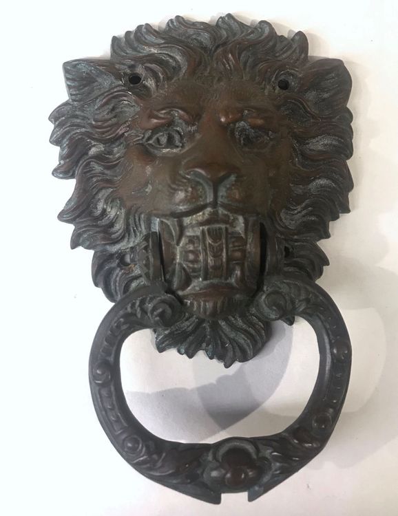 Türklopfer Antik, Löwenkopf Klein, Handgefertigt Aus Eisen