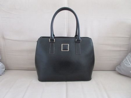 NINA RICH Leather Black handbag/Tasche/Vintage!!