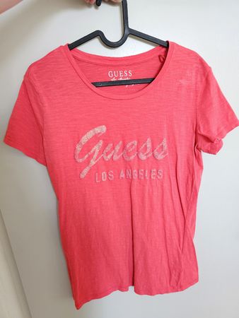 GUESS Damenshirt, Grösse L, Los Angeles Print rot / coral