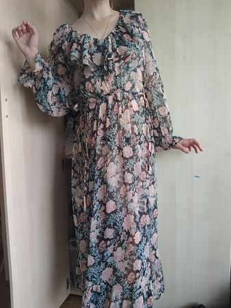 MNG Floral Maxi Dress - durchsichtig S-M