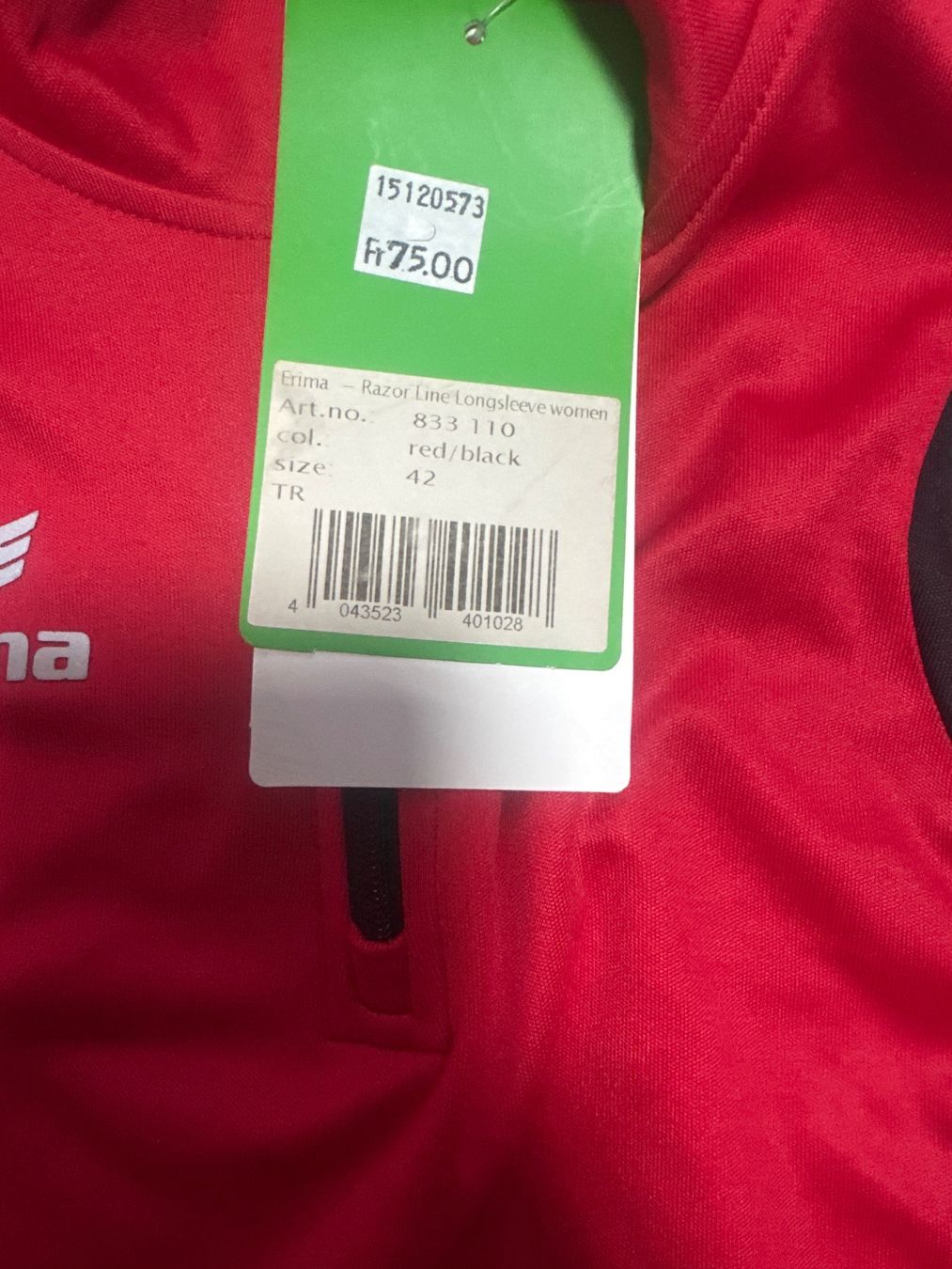Erima Giacche: Erima Razor Longsleeve, Rot/Schwarz, Grösse 42 – Nuovo (secondo la descrizione) da Winterthur venduto da ano_7bb2 2