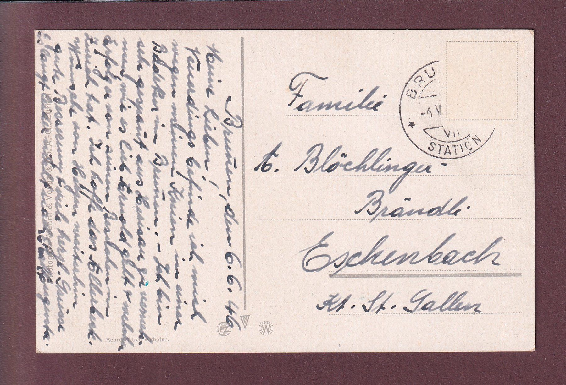 Cartoline postali: BRUNNEN - Urirotstock - 1946 – Usato da Pully venduto da nicecards 1