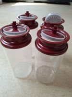 Tupperware Vorratsbehälter, 4 Stk., Rot / Klar 1 Liter