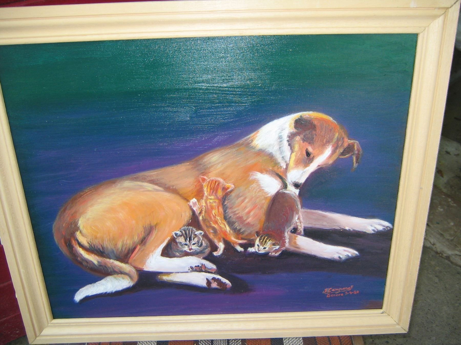 Dipinti: LE CHIEN ET LES PETITS CHATS – Usato da Grand-Lancy venduto da Jc42