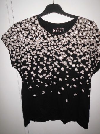 T-shirt noir/beige T. M