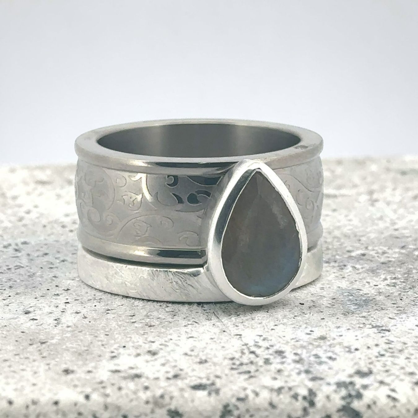 Olga Ribler Anelli: Unikate Silber Ring 925 SET mit Edelstahl Ring Gr 60 – Nuovo (secondo la descrizione) da Luzern venduto da Schmuckoutlet 2