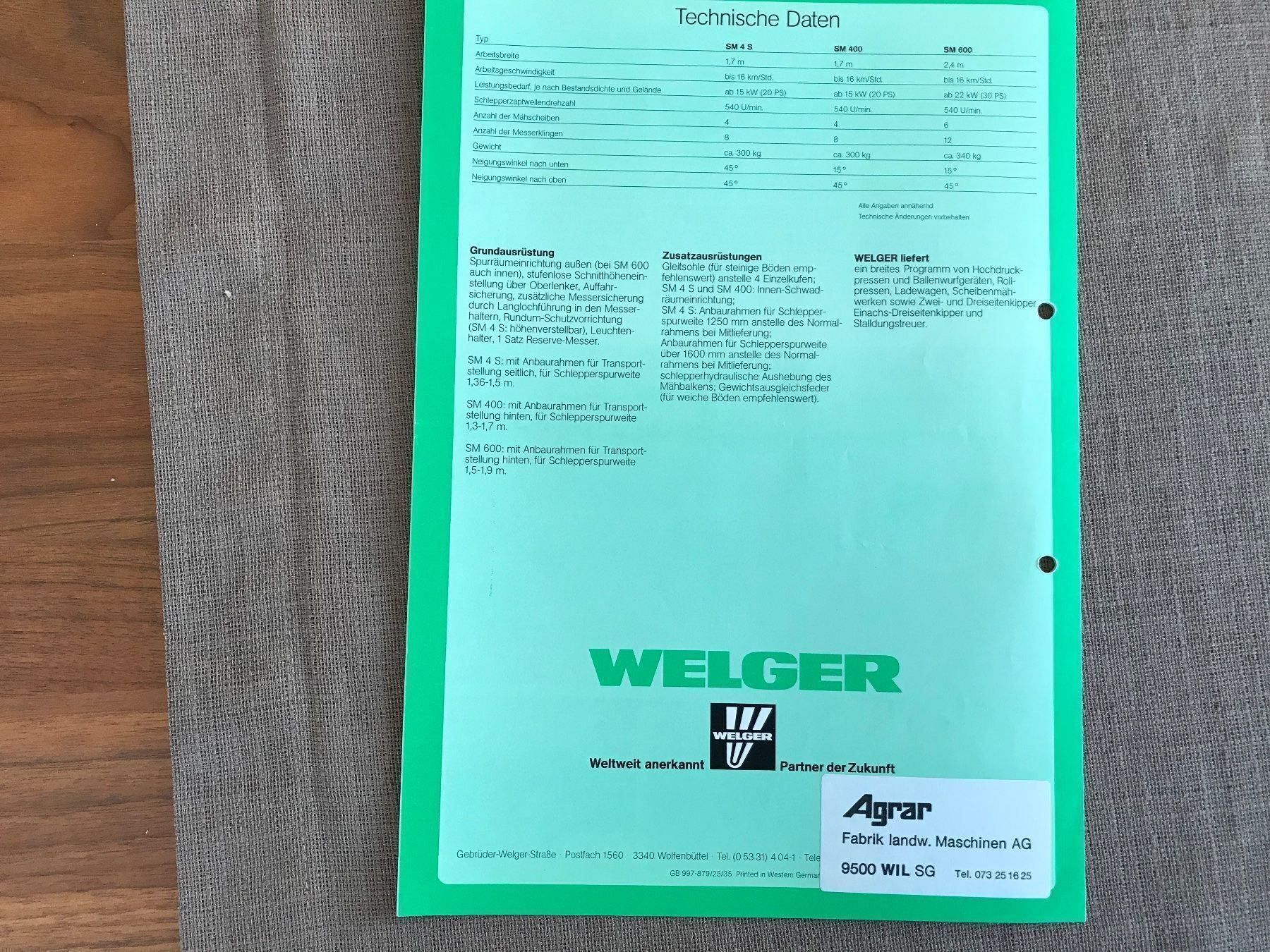 Trattori: Welger Agrar Prospekt – Usato da Balterswil venduto da Jeko1967 2