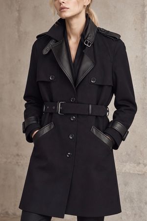 The Kooples Trenchcoat mit Lammleder - Gr. 36
