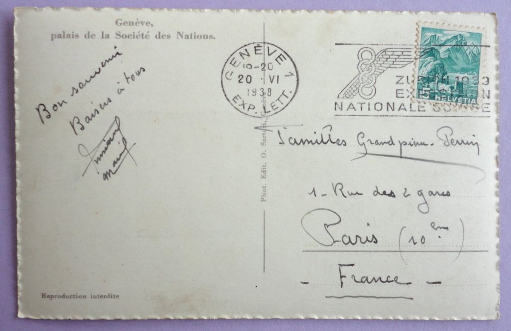 Genève Palais de la Société des Nations (D #39 occasion) à Fétigny pour